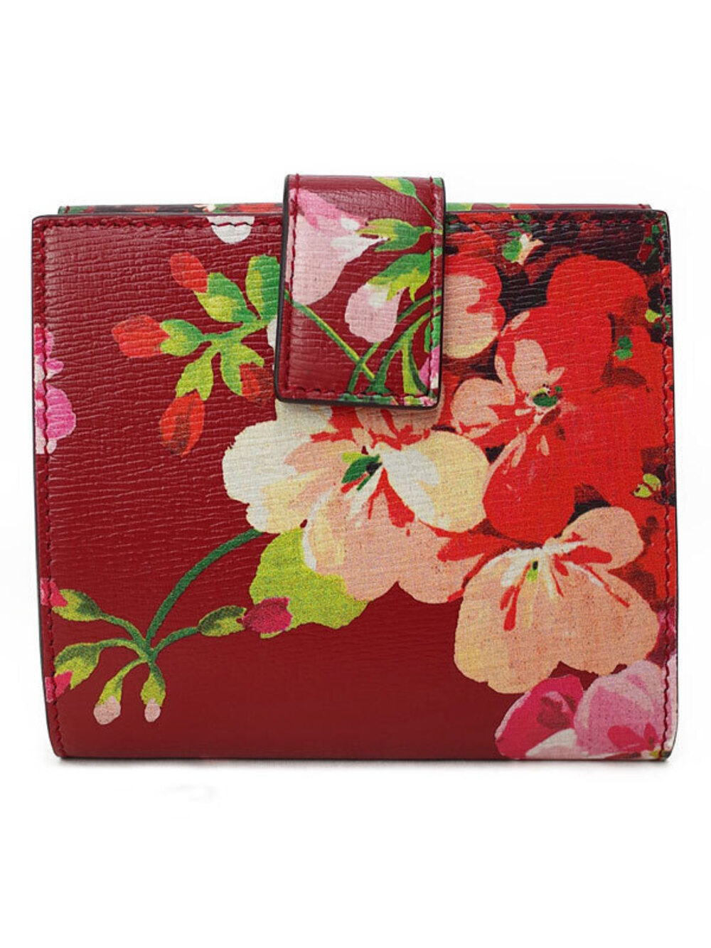 Gucci Double French Closure Wallet Snap Blooms Flap Short Black